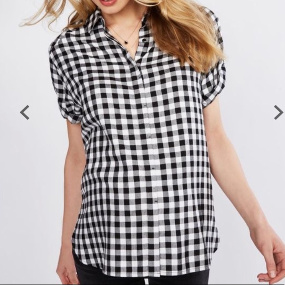 A Pea In The Pod Gingham Maternity Blouse XS